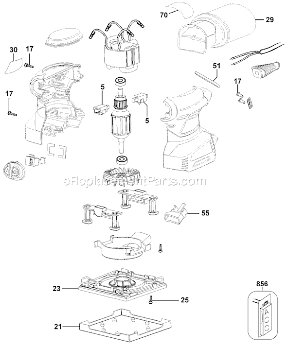 Page A Diagram and Parts List for QS880G Type 1 Black and Decker Sander Polisher